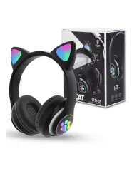 STN28 KULAK ÜSTÜ BLUETOOTH KEDİLİ KULAKLIK SİYAH