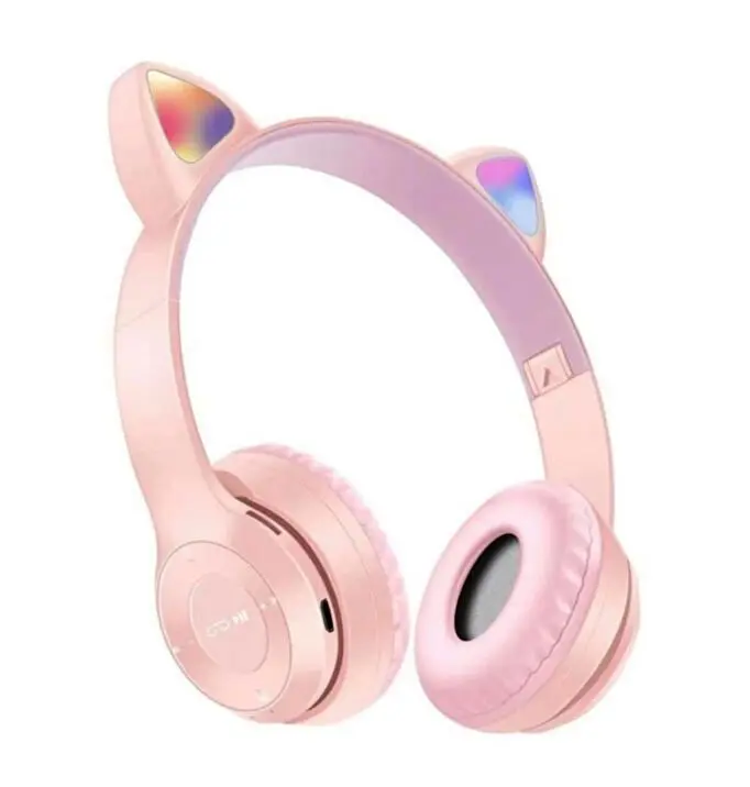 P47M KULAK ÜSTÜ BLUETOOTH KEDİLİ KULAKLIK PEMBE