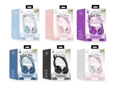 P47M KULAK ÜSTÜ BLUETOOTH KEDİLİ KULAKLIK MOR